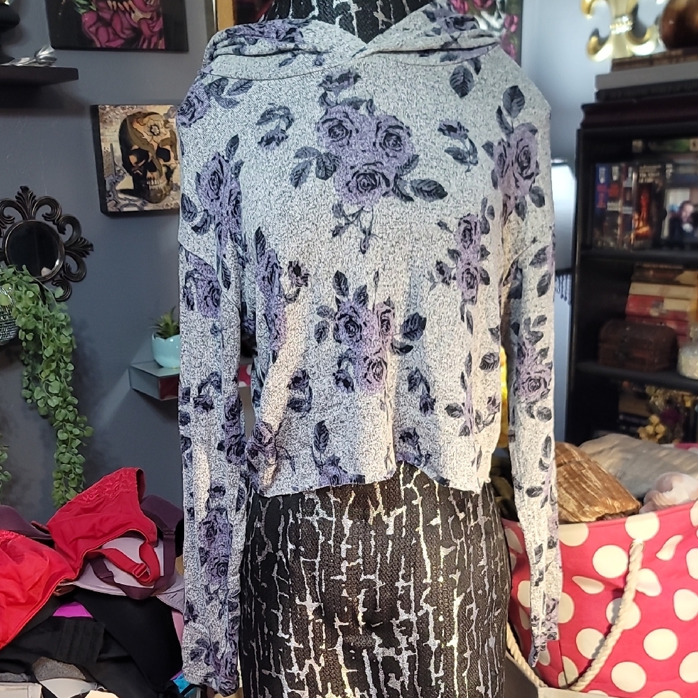 Inspired Hearts Lavender Rose Print Hoodie